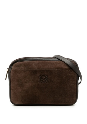Loewe Pre-Owned 2012 Suede and Calfskin Anagram crossbody bag - Brown