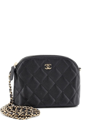 CHANEL Pre-Owned CC Dome Zip Clutch with Chain Quilted Caviar Mini crossbody bag - Black