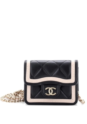 CHANEL Pre-Owned Strip On CC Flap Clutch with Chain Quilted Lambskin crossbody bag - Black