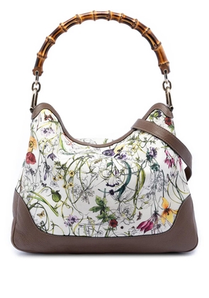 Gucci Pre-Owned 2016-2025 Flora Canvas Bamboo Diana satchel - White