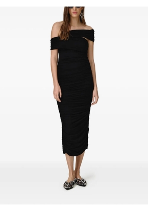 PNK off-shoulder gathered midi dress - Black