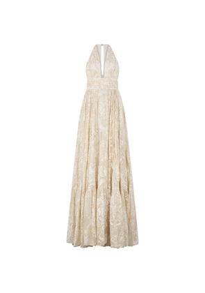 Roberto Cavalli halterneck floral print dress - Neutrals