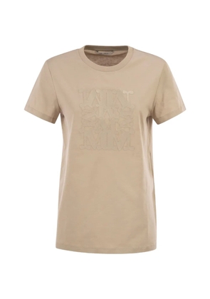 Max Mara Giovane monogram-embroidered T-shirt - Neutrals