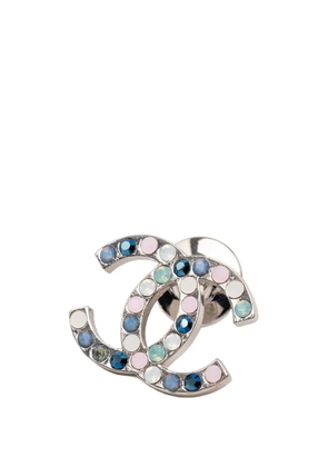 CHANEL Pre-Owned 2007 CC Silver Plated Multicolor Crystal Brooch costume brooch