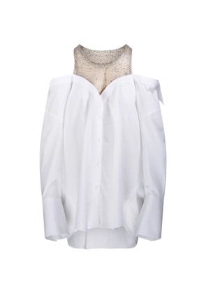 Giuseppe Di Morabito crystal-embellished off-shoulder dress - White