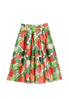 alessandro enriquez strawberry-print midi skirt - Red