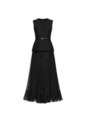 Self-Portrait buttoned waist-belt dress - Black