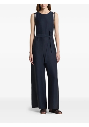 Peserico strap-detail tie-waist jumpsuit - Blue