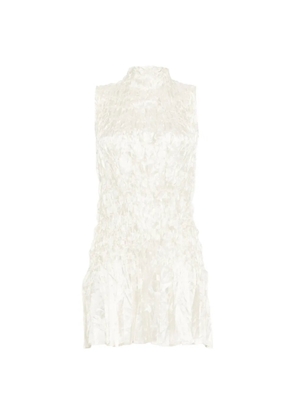 Gongdid Design high-neck gathered mini dress - White