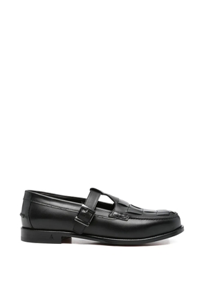 MORGILLO Martini buckled woven loafers - Black