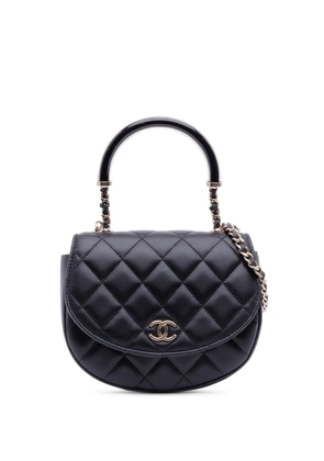 CHANEL Pre-Owned 2021-2025 CC Quilted Lambskin Half Moon Top Handle Flap satchel - Black