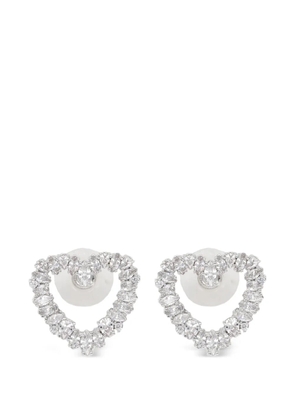 Self-Portrait Mini Crystal Heart embellished earrings - Silver