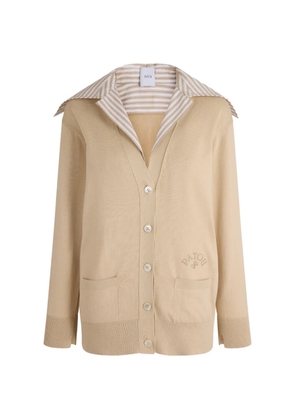Patou poplin-collar cardigan - Neutrals
