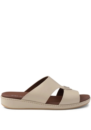 Prada triangle-logo leather sandals - Neutrals