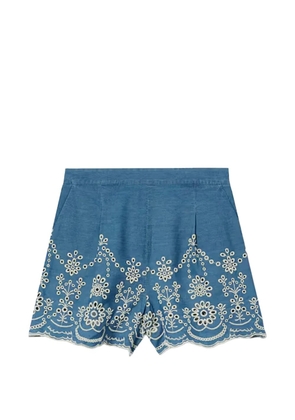 MC2 Saint Barth floral eyelet shorts - Blue