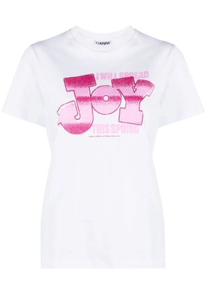 GANNI slogan-print cotton-jersey T-shirt - White