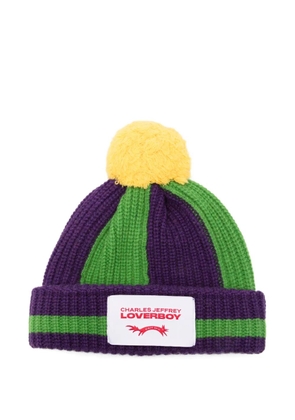 Charles Jeffrey Loverboy pompom striped beanie - Purple