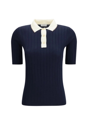 Brunello Cucinelli ribbed button polo top - Blue