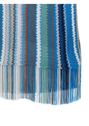 Missoni zigzag fringed scarf - Blue