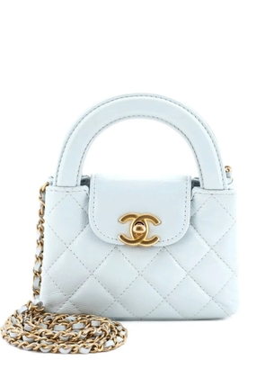 CHANEL Pre-Owned Kelly Top Handle Shopping Bag Quilted Shiny Aged Calfskin Nano crossbody bag - Blue