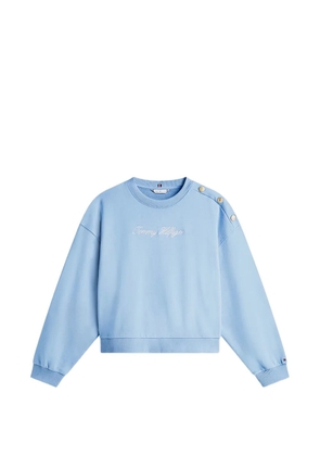 Tommy Hilfiger buttoned logo-embroidered sweatshirt - Blue