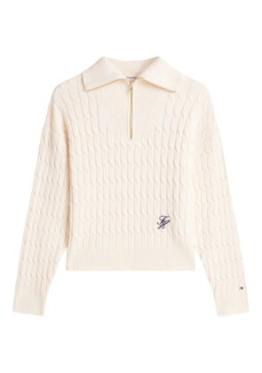 Tommy Hilfiger cable-knit zip-up sweater - Neutrals