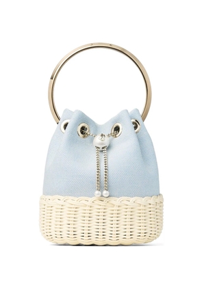Jimmy Choo wicker handle bucket bag - Blue