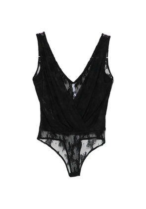 IMPERIAL lace V-neck top - Black