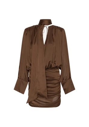 ROTATE BIRGER CHRISTENSEN chiffon V-neck dress - Brown