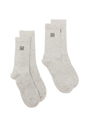 TOTEME embroidered socks (set of two) - Grey