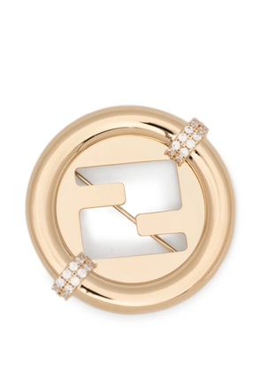 FENDI FF-logo embellished brooch - Gold