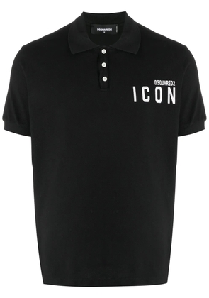 DSQUARED2 slogan printed cotton polo shirt - Black