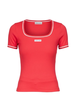 Marine Serre ribbed square-neck T-shirt - Red