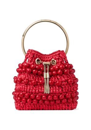 Jimmy Choo beaded handle bucket bag - Red