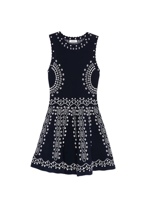 SANDRO embroidered knitted dress - Blue