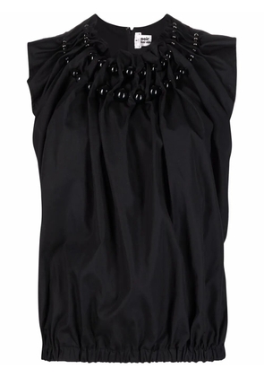 Noir Kei Ninomiya pearl-embellished ruched blouse - Black