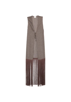 Alysi striped fringe-detail waistcoat - Brown
