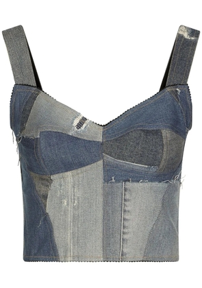 Dolce & Gabbana denim-patchwork vest top - Blue