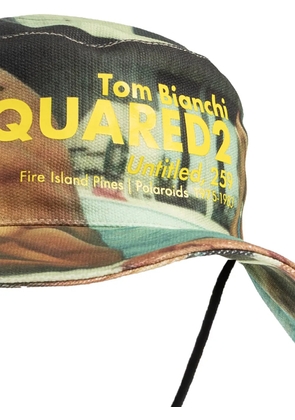 DSQUARED2 printed drawstring hat - Green