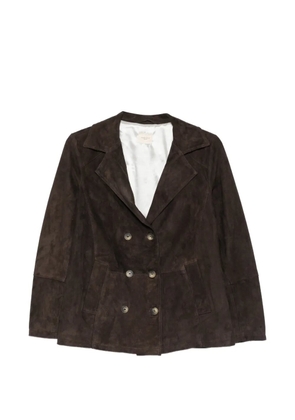 mara bini double-breasted suede blazer - Brown