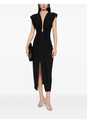 IMPERIAL twisted draped midi dress - Black