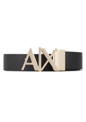Armani Exchange logo-buckle leather belt - Black