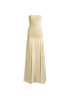 Silvia Tcherassi Norma ruched strapless maxi dress - Neutrals