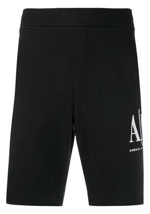 Armani Exchange logo-embroidered track shorts - Black