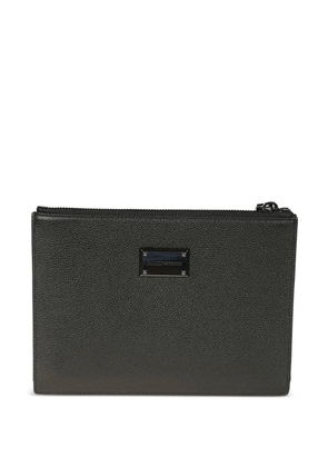 Emporio Armani leather plaque clutch bag - Black
