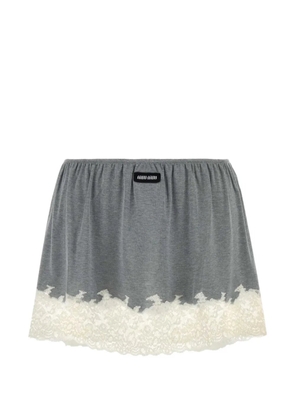 Miu Miu lace-hem mini skirt - Grey