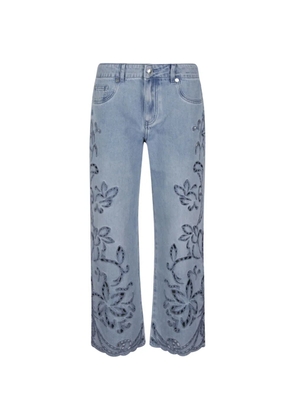 ERMANNO FIRENZE floral embroidery trousers - Blue