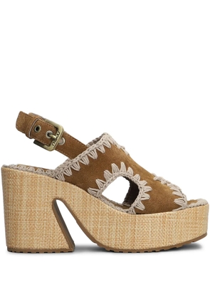 Mou 100mm raffia platform sandals - Brown