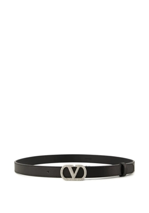 Valentino Garavani crystal-embellished leather belt - Black