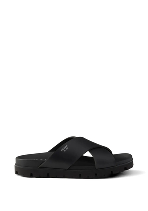 Prada crisscross rubber slides - Black